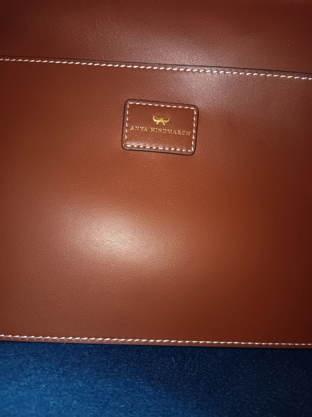 Anya Hindmarch Navy Felt Kellogg's Frosties Tote with Brown Straps - Picture 5 of 6